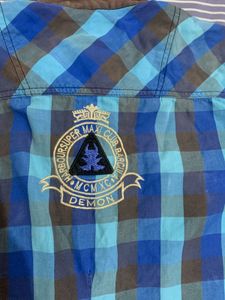 Blue Plaid Button-Up Shirt