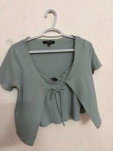 Sage Green Tie Up Top