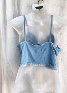 Light Blue Lace Trim Cami Top
