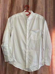 Classic White Band Collar Shirt