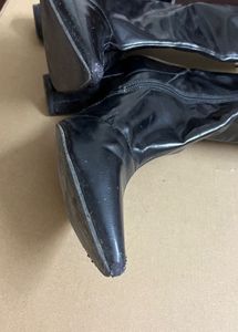 Black Faux Leather Ankle Boots