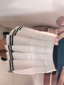 Pleated White Mini Skirt