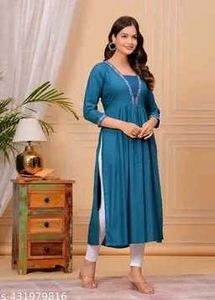 BrandNew Teal Blue CottonKurti+SkyBlueSalwar