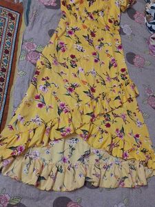 Yellow Floral Ruffle Dress