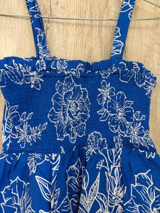 Blue Floral Print Mini Dress