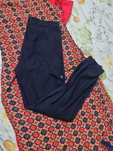 Vibrant Red Kurta Set with Navy Pants