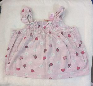 Cute Pink Ladybug &amp; Heart Baby Top