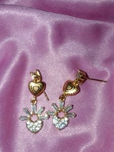 Korean sparkling Heart Dangle Earrings