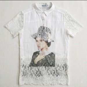 Vintage Lace &amp; Portrait Blouse