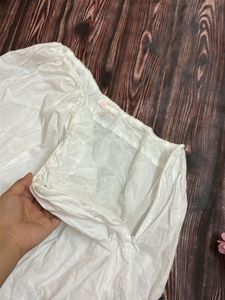 White Cotton Bubble Skirt
