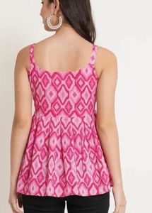 Pink Patterned Tie-Waist Top