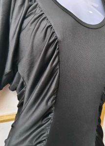 Chic Black Ruched Short Sleeve Dress