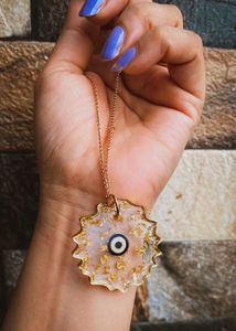 Evil Eye Keychain - Gold Leaf Design