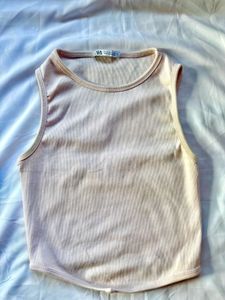 Sleeveless Beige Tank Top