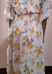 Floral Print Kaftan Kurta