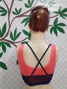 (1200)Coral &amp; Navy Sports Bra