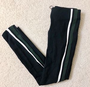 Black Pants with White &amp; Green Stripes