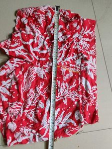 Red Tropical Print Shorts