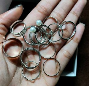 Silver Medium Size 12 Rings For Girls