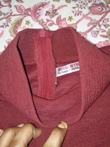 Chic Red Top with Sheer Sleeves
