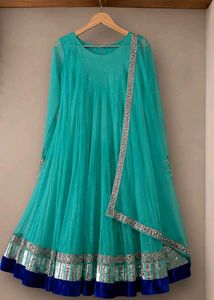 Elegant Turquoise Anarkali Gown  ✨