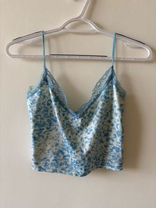 Blue Leopard Print Camisole Top