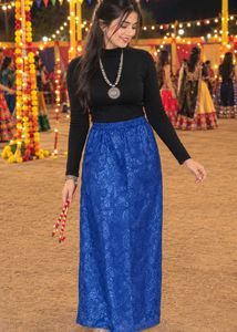 Vibrant Blue and Black Ethnic Skirt Top