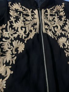 Stunning Black &amp; Gold High-Low Georgette Kurti wit
