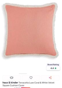 Coral &amp; White Velvet Cushion Cover