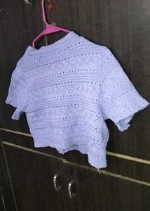 Chic Lilac Crochet Knit Top