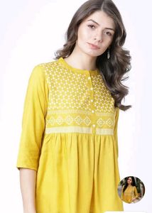Yellow Embroidered Kurta