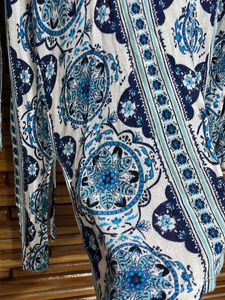 Boho Blue &amp; White Print Cardigan