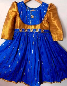 Rich Gold &amp; Blue gown (frock )with legging free na