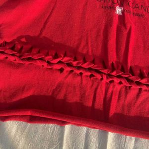 Red Cropped Cotton Candy Tee