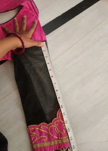 bright pink and golden brown Saree
