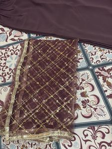 Anarkali kurta set with plazoo and dupatta