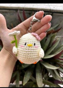 Crochet Chick or Sun keychain