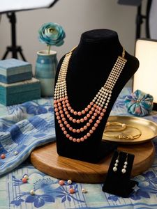 Multi-strand Pearl & Coral Necklace Set