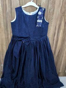 Sparkling Navy Blue Ethnic Gown for Girls