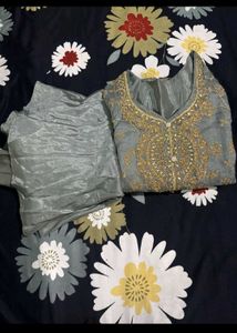 Elegant Grey Embroidered Kurta Set
