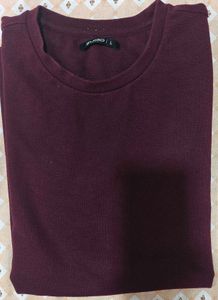 Maroon Ribbed Crew Neck Top