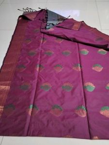 Elegant Purple Saree with Gold Border
