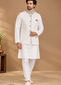 Ivory Pure White - Ethnic Kurta Pyjama Set