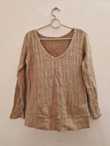 Knit V-Neck Long Sleeve Top