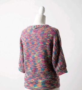 V-Neck Multi-Color Knit Sweater