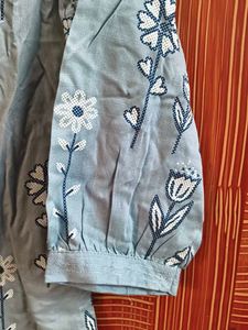 Floral Print Blue Kurti
