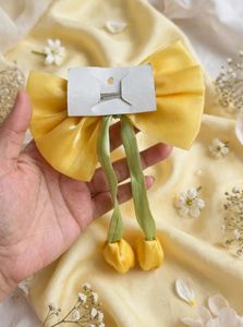 💙🌷 SHEER BLUE &amp; SAGE GREEN FLORAL TULIP BOW HAIR