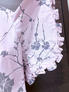 Pink Floral Print Ruffled Top