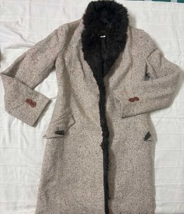 Faux Fur Collar Single Breasted Overcoat