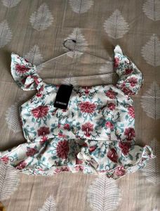 Floral Print Ruffle Crop Top
